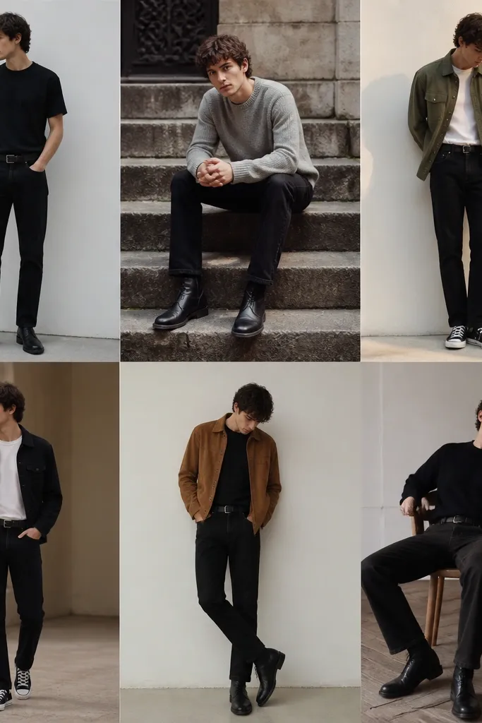 Beginner black jeans outfit mens ideas