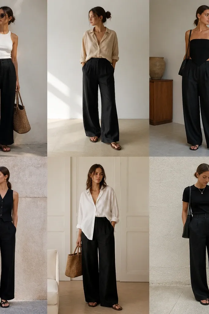Beginner-friendly black linen pants outfit ideas