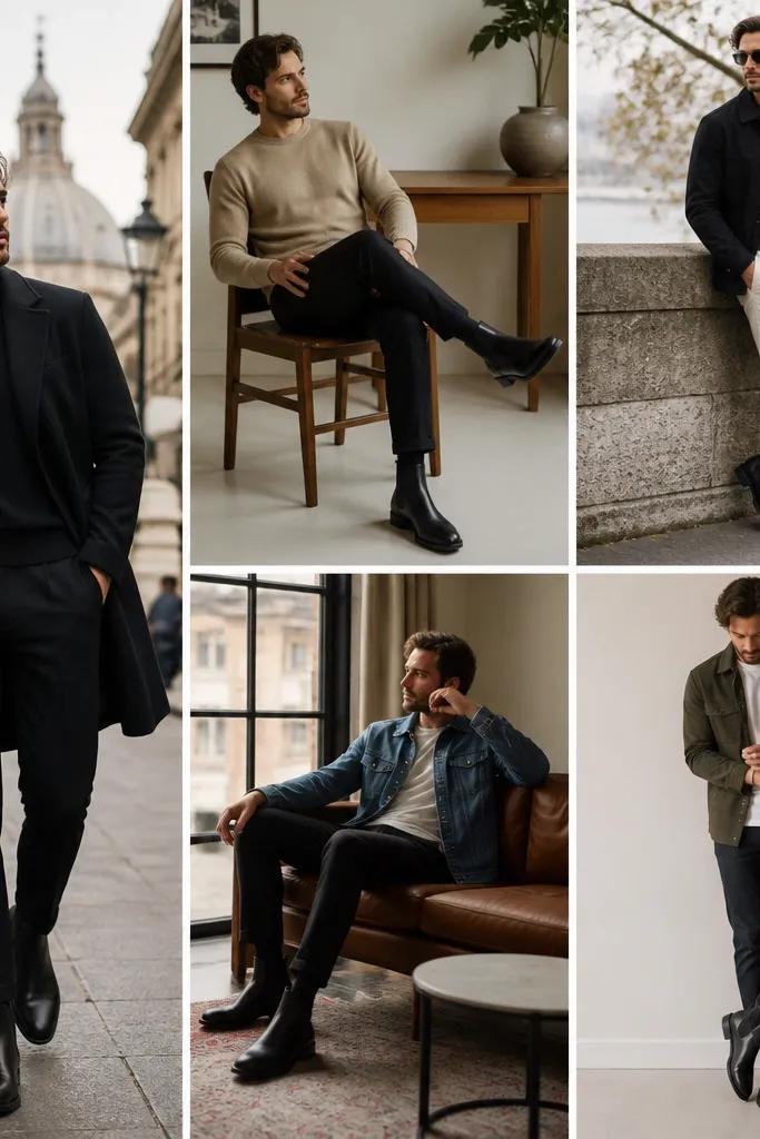 Black Leather Chelsea Boots Men Outfit Ideas You Can Do Fast